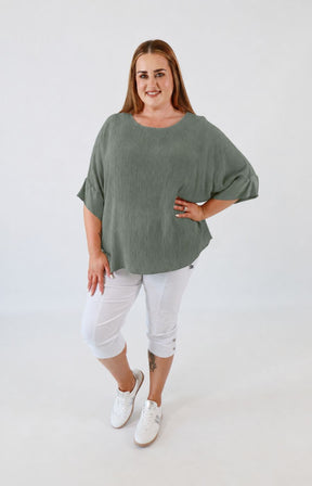 Maggie Crinkle Blouse in Khaki 