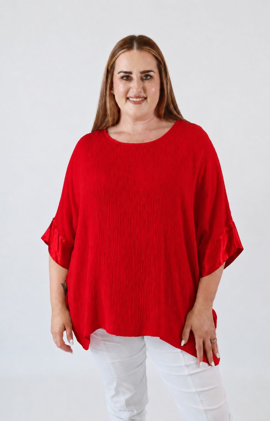 Maggie Crinkle Blouse in Red 