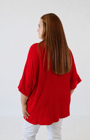 Maggie Crinkle Blouse in Red 