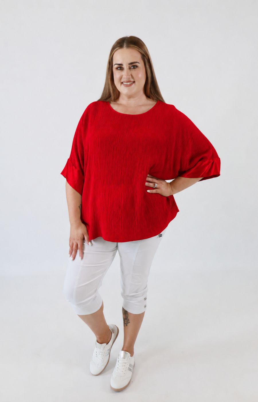 Maggie Crinkle Blouse in Red 