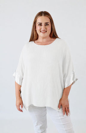 Maggie Crinkle Blouse in White 