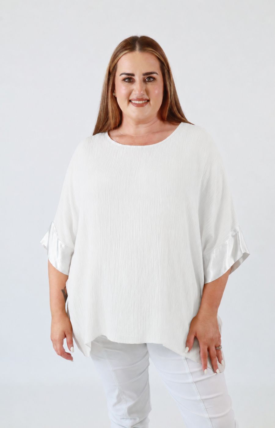 Maggie Crinkle Blouse in White 