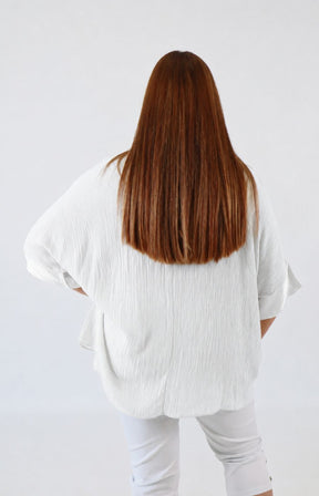 Maggie Crinkle Blouse in White 