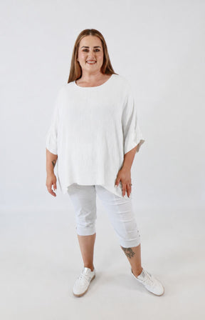 Maggie Crinkle Blouse in White 