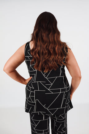Magna A-Line Vest in Black Print