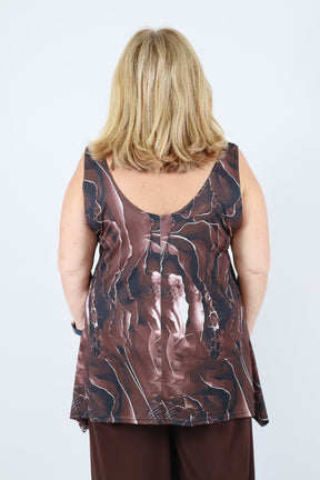 Magna A-Line Vest in Brown Print