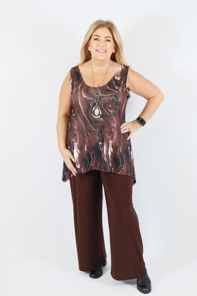 Magna A-Line Vest in Brown Print
