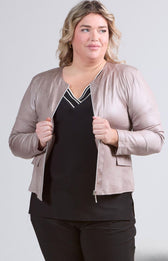 Magna Leather Look Jacket in Taupe