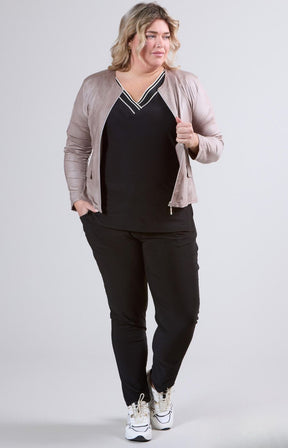Magna Leather Look Jacket in Taupe