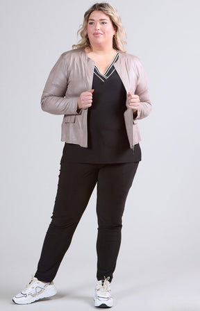 Magna Leather Look Jacket in Taupe