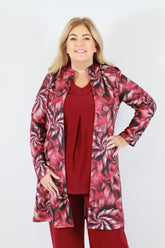 Magna Longline Jacket in Red Floral