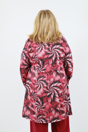 Magna Longline Jacket in Red Floral