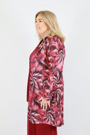 Magna Longline Jacket in Red Floral
