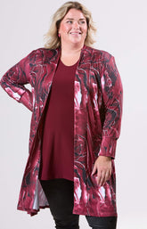Magna Open Cardigan in Wine