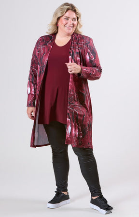 Magna Open Cardigan in Wine