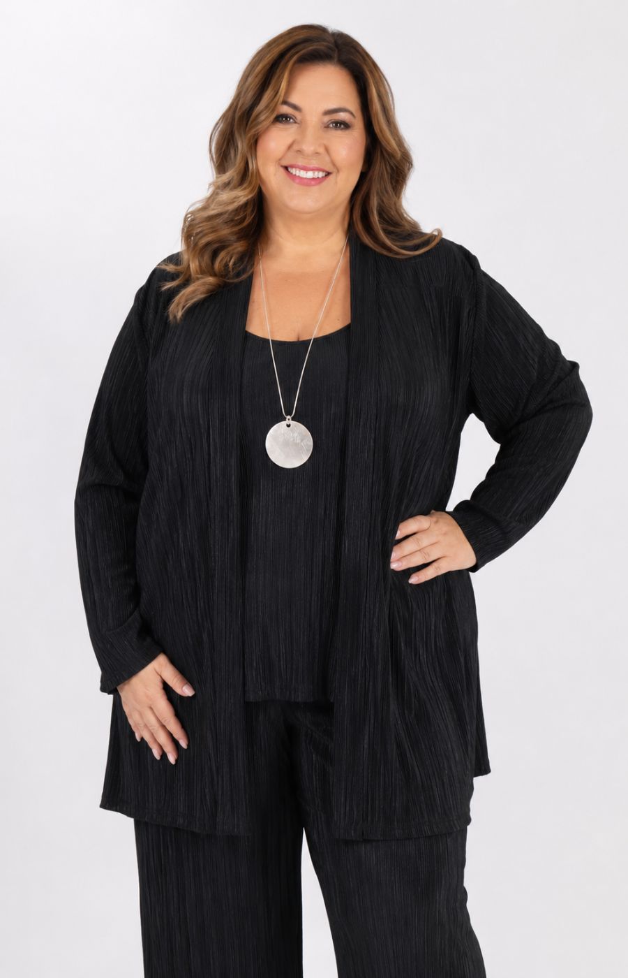 Magna Plisse Cardigan in Black 