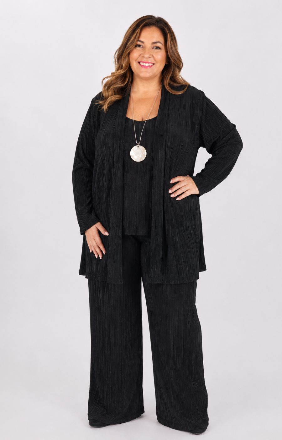 Magna Plisse Cardigan in Black 