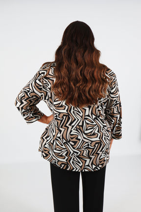 Magna Print Blouse in Tan