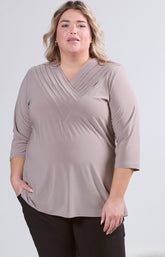 Magna V-Neck Blouse in Beige