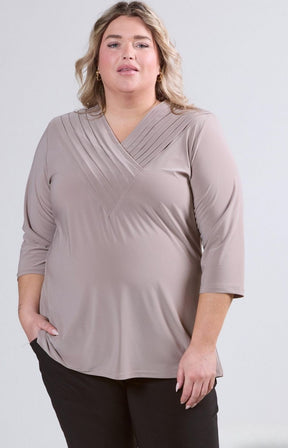 Magna V-Neck Blouse in Beige