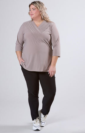Magna V-Neck Blouse in Beige