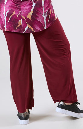 Magna Wide Leg Trousers in Wine