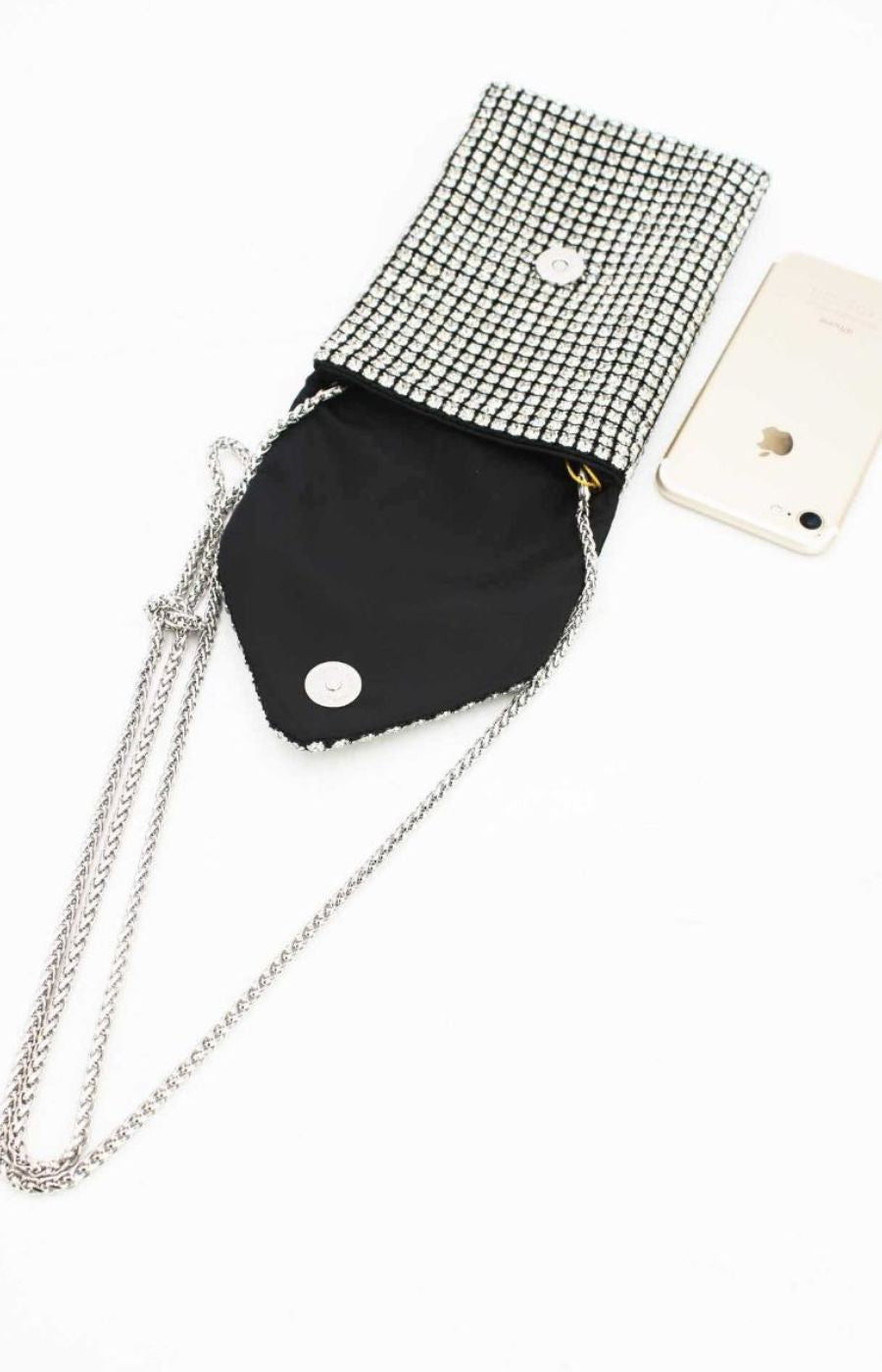 Maisie Phone Bag in Silver/Black 
