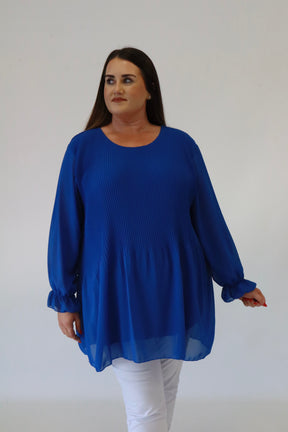 Maizie Pleated Blouse in Royal Blue
