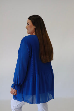 Maizie Pleated Blouse in Royal Blue