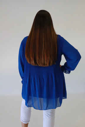 Maizie Pleated Blouse in Royal Blue