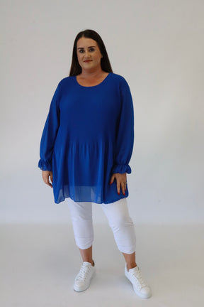 Maizie Pleated Blouse in Royal Blue

