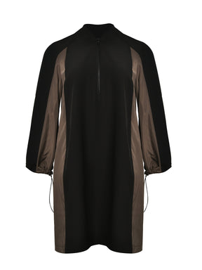 Mat Black/Brown Zip Dress