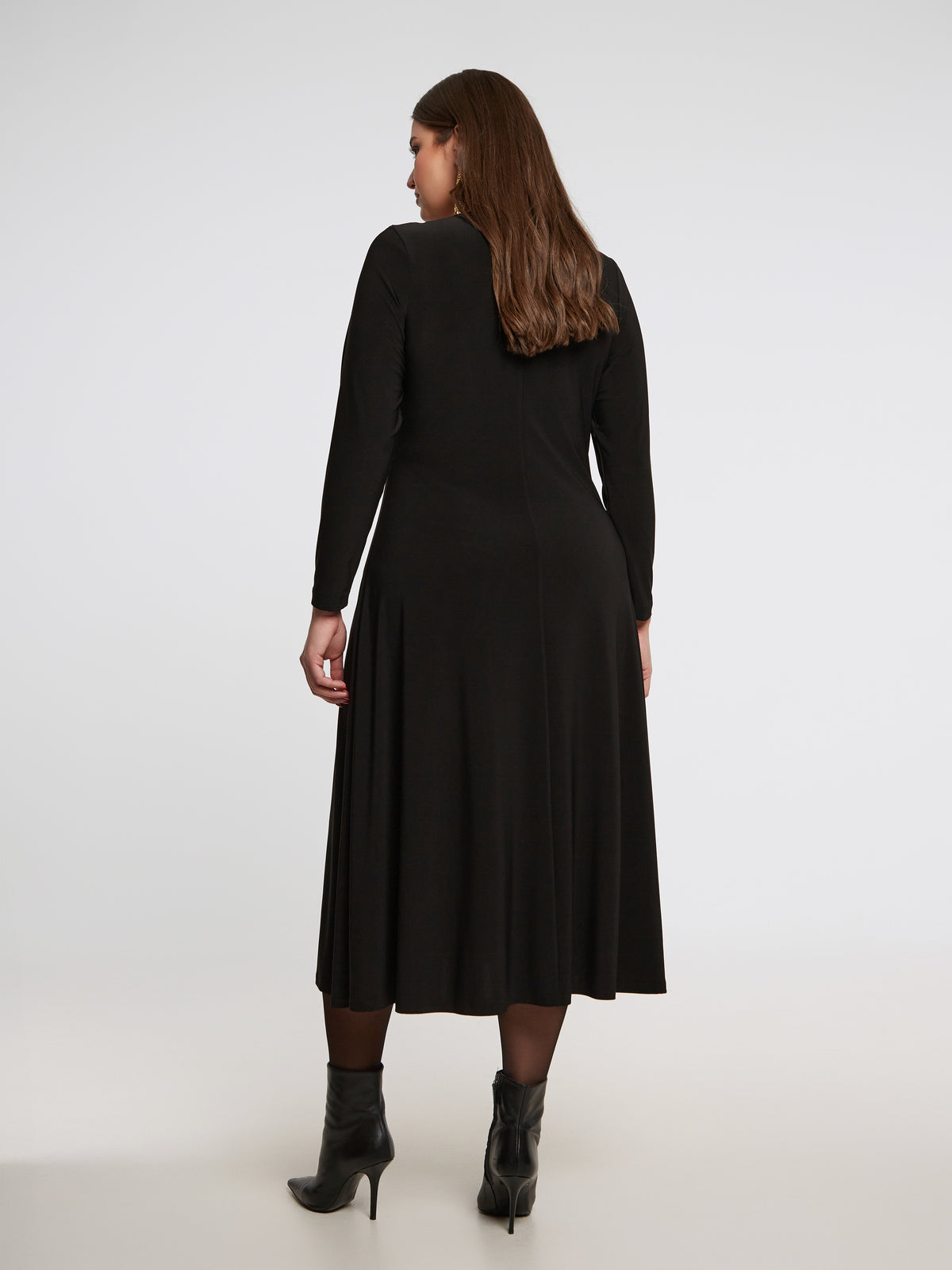 Mat Black Dress with Ruched Bust