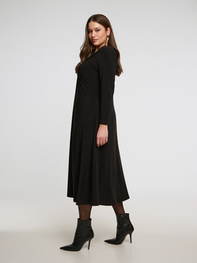 Mat Black Dress with Ruched Bust