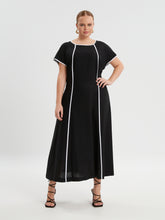 Mat Black Dress with White Stripes