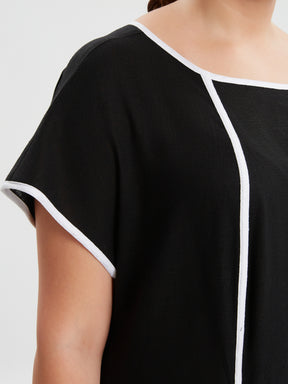 Mat Black Dress with White Stripes