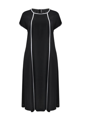 Mat Black Dress with White Stripes