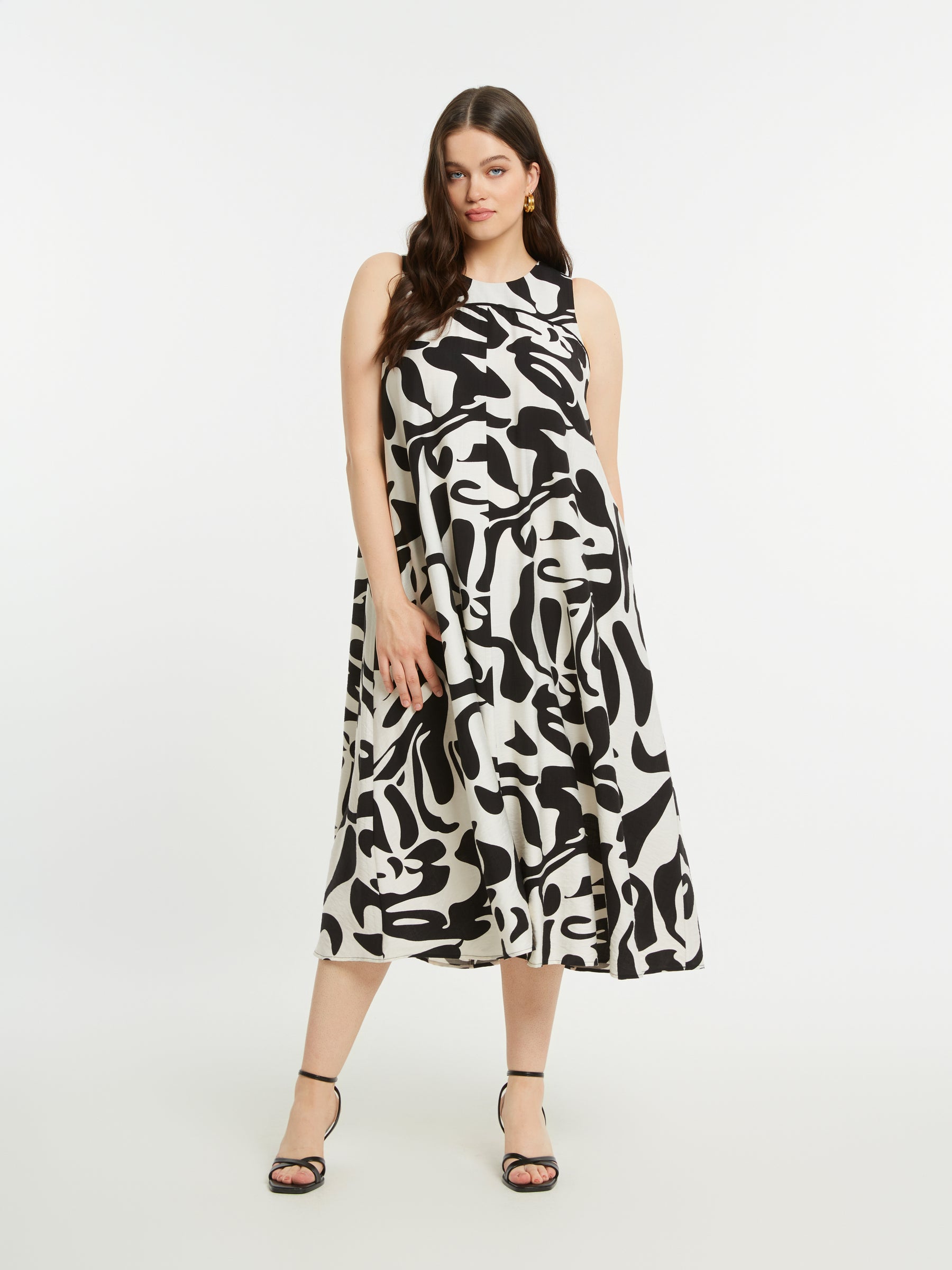 Mat Black and White Swirl Dress