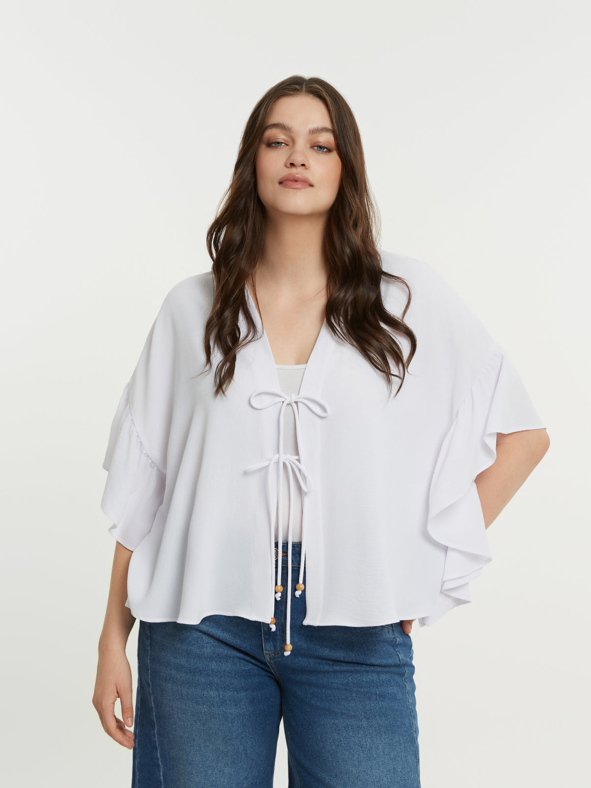 Mat Bow Tie Cardigan in White