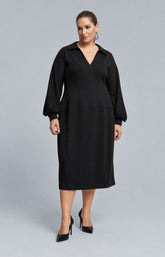 Mat Collared Dress in Black 