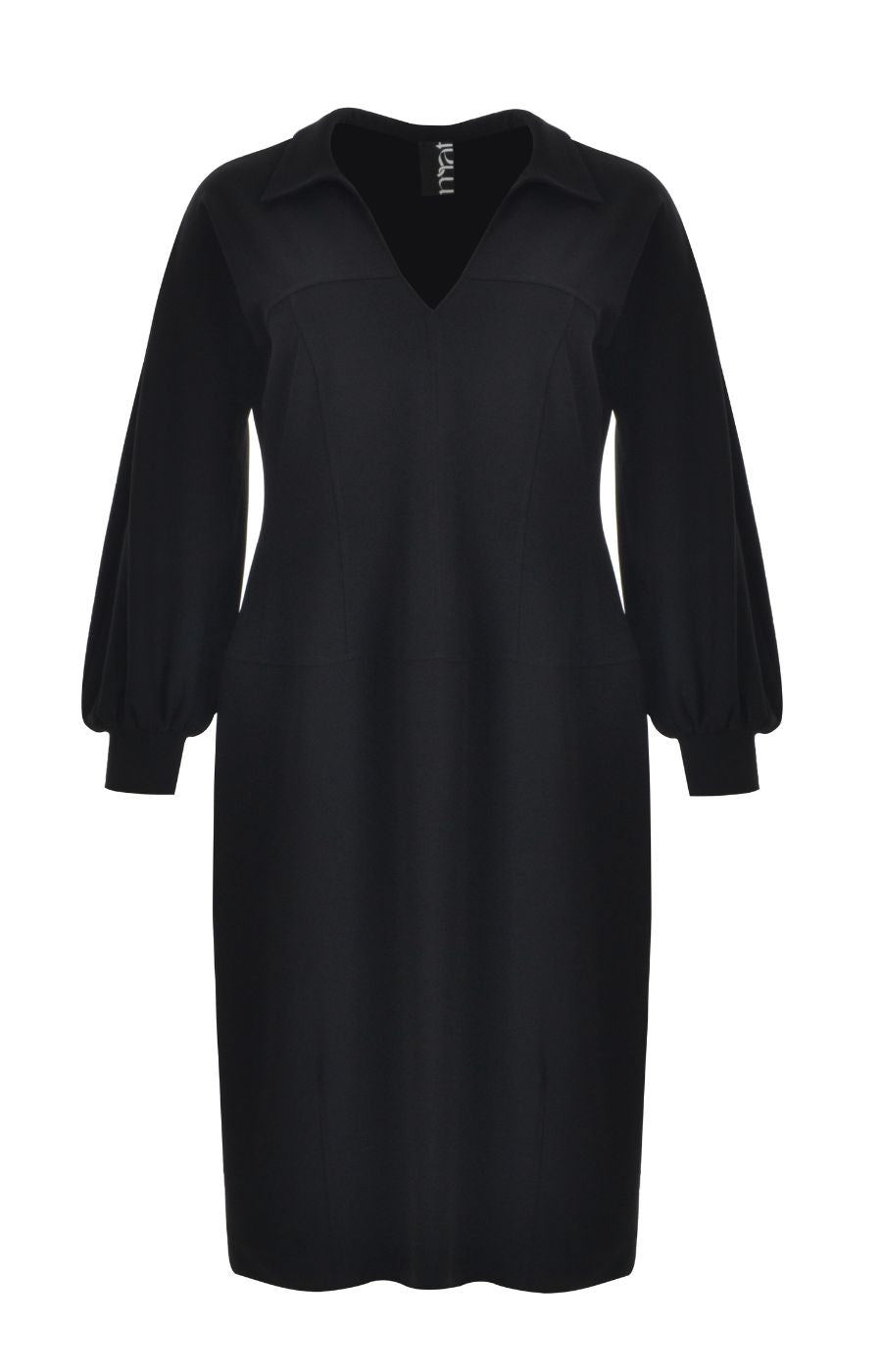 Mat Collared Dress in Black 