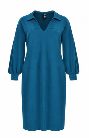 Mat Collared Dress in Teal 