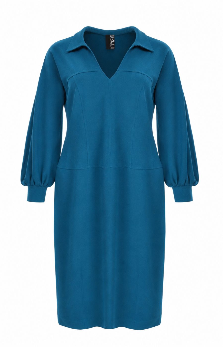 Mat Collared Dress in Teal 