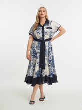 Mat Cream and Blue Shirt Dress 