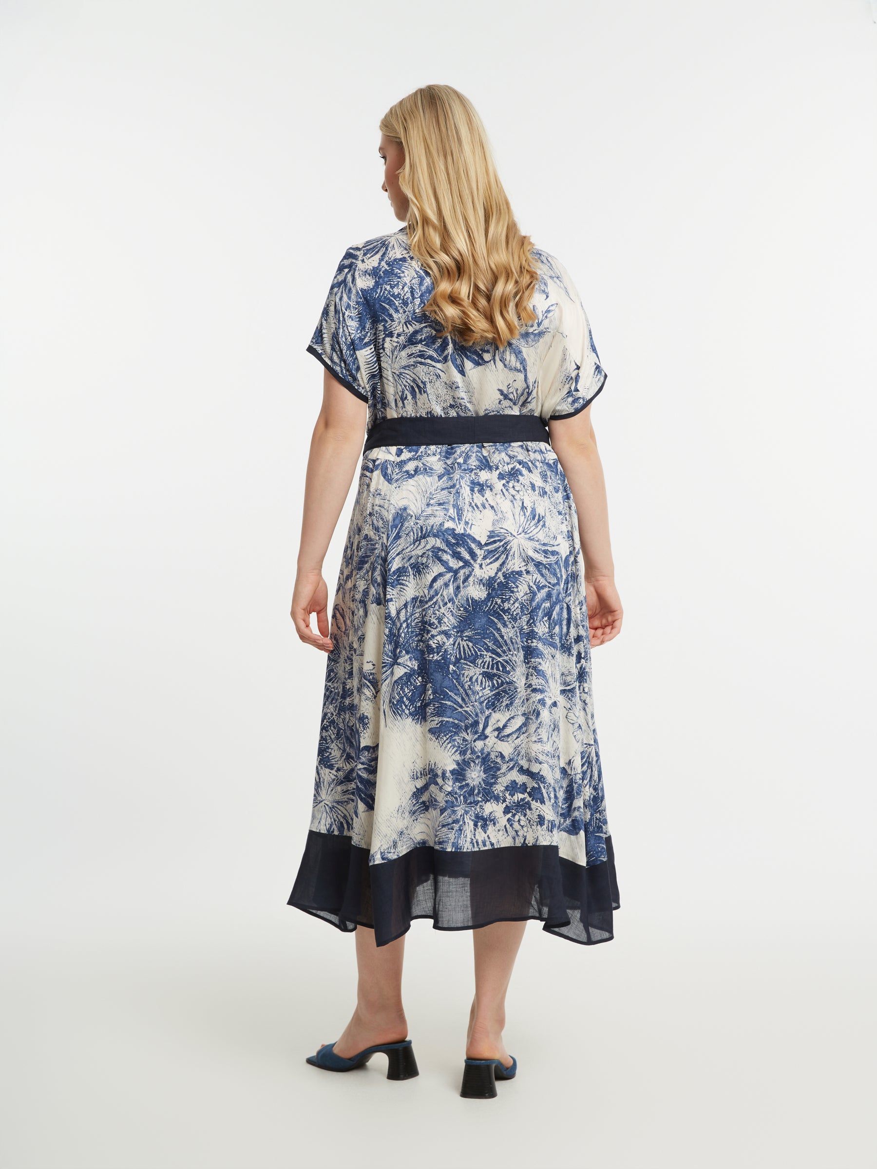 Mat Cream and Blue Shirt Dress 