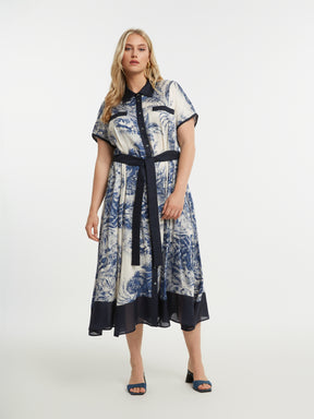 Mat Cream and Blue Shirt Dress 