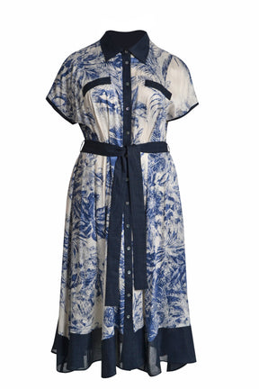 Mat Cream and Blue Shirt Dress 