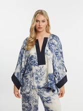 Mat Cream and Blue V Neck Top 