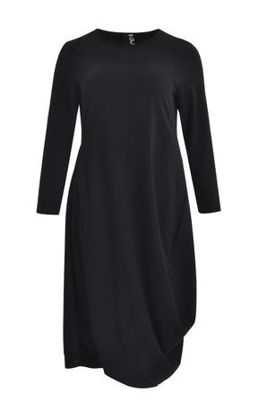 Mat Draped Skirt Dress in Black 