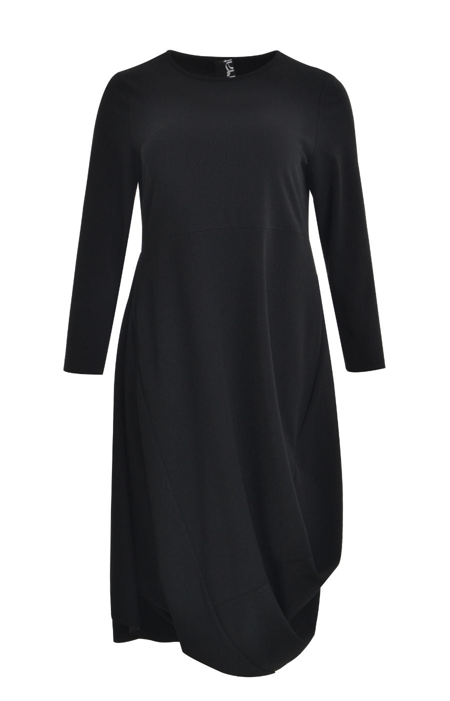 Mat Draped Skirt Dress in Black 